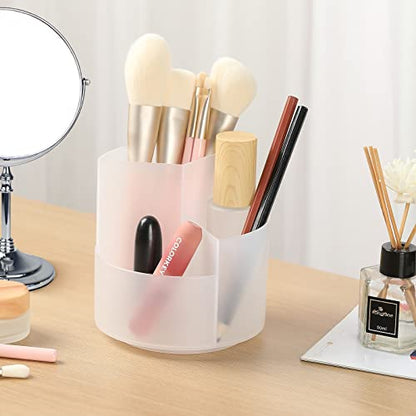 Desk Pencil Pen Holder, 3 Slots 360-Degree Spinning Organizers, Desktop Storage Stationery Supplies, Cute Cup Pot for Office, School, Art Supply, Kids - Clear - color: Clear