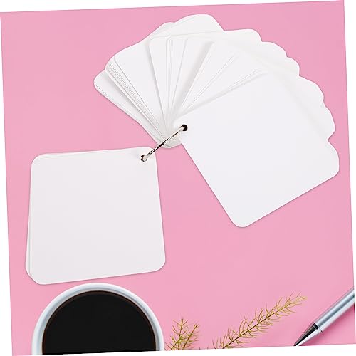 Veemoon 1Set Blank Flash Cards Pre Hole Punched Notecards with Binder Rings Multipurpose Hand Painting Cards for Learning Note Taking and Crafting Activities