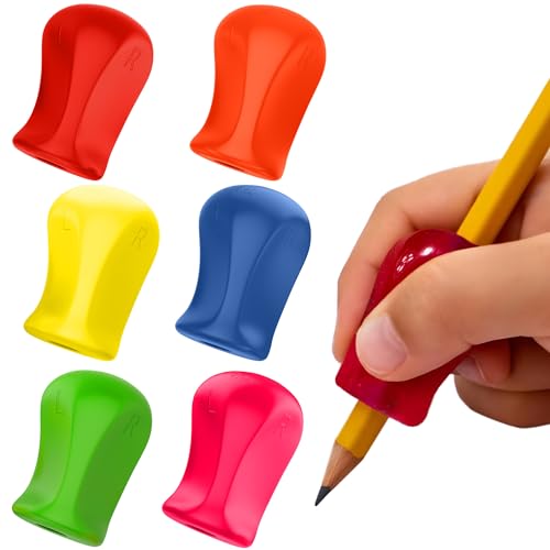 The Pencil Grip Neon Grippers 6-Pack, Pencil Grips for Kids Handwriting, Ergonomic Pen Holder for Righties & Lefties, Writing Practice for Kids, Toddlers, Adults, Writing Tool with Finger Cushion - color: Neon, size: 6 Count (Pack of 1)