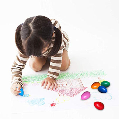 9 Colors Egg Crayons for Toddlers, Washable Non-Toxic Palm Grip Stackable Crayons, Easter Gift for Kids Boys Girls