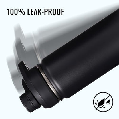 Fijinhom Insulated Water Bottle with Handle, 304 Stainless Steel Water Bottles with Wide Mouth, Double Wall Vacuum Sports Water Bottle, BPA Free, Keep Cold and Hot, 18 Ounces, Black - color: Black, size: 18 Ounces