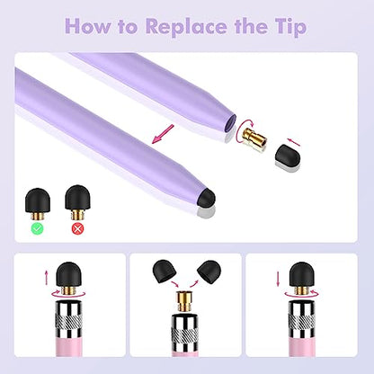 5Pcs Stylus Pens, 2 in 1 Stylus Pen for Touchscreen High Sensitivity Capacitive Stylus for iPad, iPhone, Android Samsung Tablets Skylight Calendar All Universal Touchscreen Devices with 10 Rubber Tips