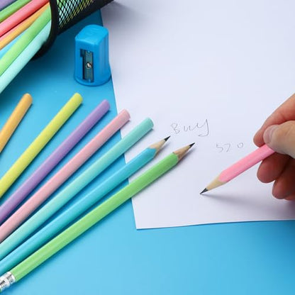 PATIKIL Round Pencils, 48 Pack HB Graphite Pencils with Eraser Wood Pencils Cute Pencil for Classroom Teacher Office Supplies, Green - color: Green