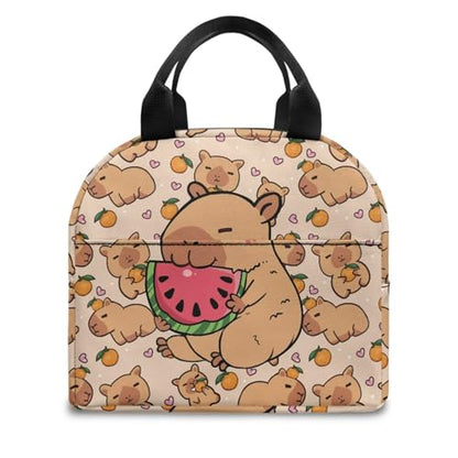 Kawaii Capybara Kids Lunch Box Large Capacity Insulated Lunch Bag Portable Handle Thermal Picnic Cool Bags for School Camping Picnic - color: Cute Capybara