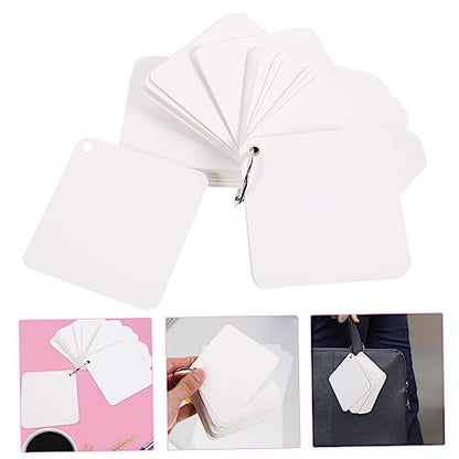Index Cards Blank Flash Cards for Studying Diy Note Pads Pre Punched Metal Binder Rings - size: 9.8X9.8X0.01CM