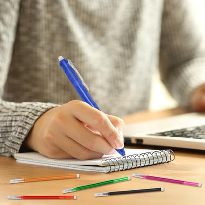 0.5 mm Erasable Gel Ink Pen Refills Compatible with Frixion Friction, 8 Colors Smooth Writing Multicolor Retractable Fine Point Pen Refill for School Office Home Art Drawing Writing and Planner (16)
