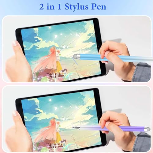 Stylus Pens for Touch Screens, High Precision Magnetic Disc Universal Stylus Pen for iPad, 2-in-1 iPad Pen Compatible with Nintendo Switch/iPhone/iPad/Android Tablets(Blue/Purple) - color: Blue+Purple