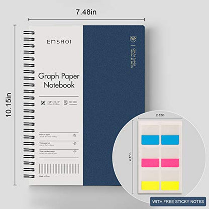 EMSHOI Graph Grid Journal Notebook, 2 Pack, 320 Pages, B5 (7.4" x 10") | 100 GSM Thick Paper, Flexible Plastic Cover, Spiral-bound, for School, Student, Note Taking, Math, Engineering (Brown & Blue) - color: Brown Blue, style: B5-Graph