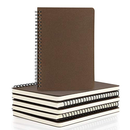 EUSOAR College Ruled Spiral Notebook, A5 6packs 5.5"X8.3" 120 Pages inches Coffee Hardcover Lined Travel Writing Notebooks Journal, Students Office Business Subject Diary Ruled Spiral Book Journal - color: Coffee, size: 6 Packs