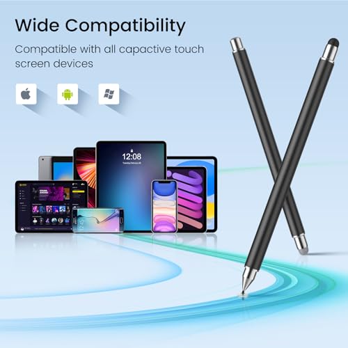 Stylus Pen for Touchscreen, 3 in 1 Magnetic Stylus Pens 2Pcs High Sensitivity & Precision Stylus Pencil for Apple iPad iPhone Sumsung Fire HD Tablets All Universal Touchscreen Devices - color: Black/Black