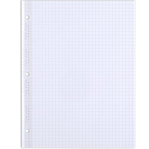 Five Star Reinforced Insertable Graph Ruled Notebook Paper, 6 Pack, White, 8.5 x 11, 75 Sheets per Pack - size: 6 Pack