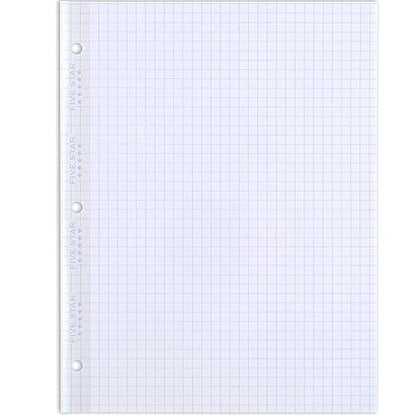 Five Star Reinforced Insertable Graph Ruled Notebook Paper, 6 Pack, White, 8.5 x 11, 75 Sheets per Pack - size: 6 Pack