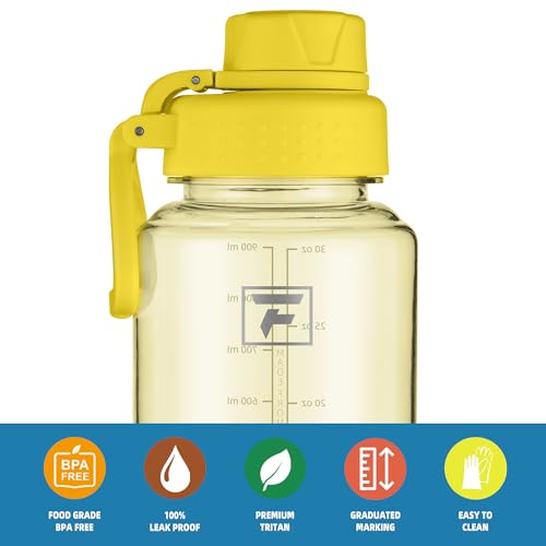 Fanhaw 32 oz Clear BPA-Free Tritan Water Bottle with Fast-Flow Spout Lid, BPA-Free & Leak-Proof Wide-Mouth Reusable Bottle for Gym, School & Office, Back to School Essentials (Imperial Yellow) - color: Imperial Yellow, style: 32 Ounces