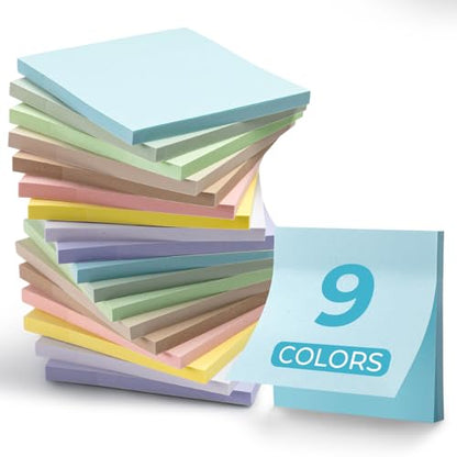 M&G 18 Pads Sticky Notes 3x3 Inch, Self Sticky Notes 9 Soft Pastel Colors, Easy to Stick Self-Stick Note Pads, Office and School Supplies for Home, Desk, and Notebook Use, 50 Sheets/Pad - style: Pastel 9 Colors（900 Sheets）