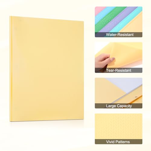 ViVin Sturdy Plastic Folder with Pockets,12 Pack,Heavy Duty Two Pocket 3 Prong Folders,Holds Letter Size Paper,File Folders with Business Card Slot for School Home and Office(Light Yellow) - color: Light Yellow, size: 12 PACK
