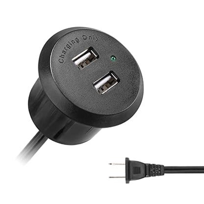 Desktop USB Power Grommet Recessed Mount Power Hub Desk Power Outlet USB Charging Center Built in Nightstand Cabinet Sofa 2 USB 2.1A - size: 5 ft