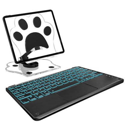 for Bluetooth Keyboard Touchpad Built, Cute Tablet Stand Adjustable & Foldable, Wireless Rechargeable Bluetooth for iPad, iPad Pro/Mini/Air, Samsung Xiaomi Tablets, etc - Black - color: D-Touchpad Backlight Keyboard-Black
