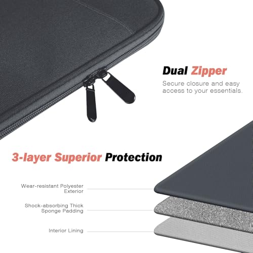 MoKo 9-11 Inch Tablet Sleeve Bag Carrying Case with Accessory Pocket | Fits iPad Air 11-inch M4, iPad Pro 11-inch M5, iPad A16 11-inch, iPad 10/9/8/7th and Tab S9/S8 11-inch, Dark Gray - color: Dark Gray, size: 9-11 Inch