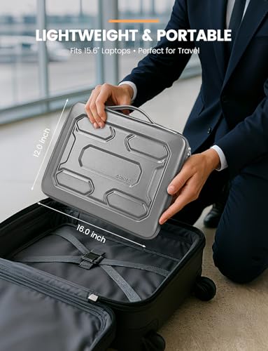 DOMISO 15.6 inch Laptop Sleeve with Handle Shockproof Waterproof EVA Protective Case for 15.6" Yoga 720 IdeaPad 310 320 ThinkPad T570/Legion 5 Gen 6/HP Envy 15/15.6" Notebooks, Silver - color: Silver, size: 15.6 inch