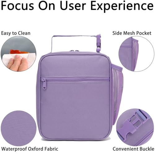 GYEUKHAM Insulated Lunch Bag for Women Girl Teen large Insulated Kid Lunch Bag,Large Reusable Cute Cooler Bag for School Work Picnic,Purple Alphabet - color: Purple Alphabet