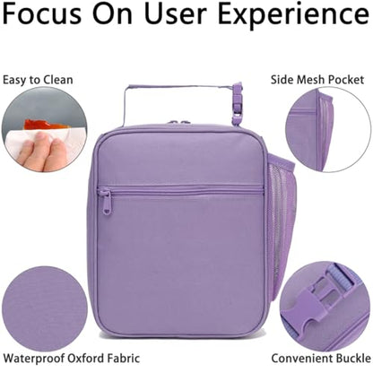 GYEUKHAM Insulated Lunch Bag for Women Girl Teen large Insulated Kid Lunch Bag,Large Reusable Cute Cooler Bag for School Work Picnic,Purple Alphabet - color: Purple Alphabet