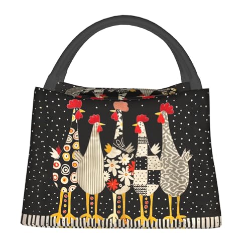 Funny Rooster Reusable Lunch Box, Fun Chicken Lunchbox for Boys Girls, Insulated Lunchbag, 11in*6.3in*6.7in, Gifts Makeup Bag, Portable Handbag for School Picnic Work Travel Beach or Hiking - color: Rooster 02