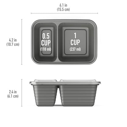 Bentgo Prep - 2-Compartment Snack Containers with Lids - Reusable, Microwaveable, Durable, PFAS & BPA-Free, Freezer and Dishwasher-Safe Meal Prep Food Storage - 10 Trays & 10 Lids (Pewter) - color: Pewter