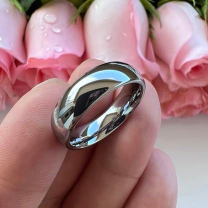 TUTISS 3mm 4mm 5mm 6mm 7mm 8mm 10mm Silver/Gold Tungsten Rings for Men Women Couple Fashion Jewelry Engagement Wedding Bands Domed Polished Comfort Fit - color: 6mm Tungsten