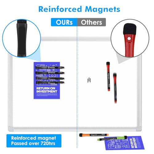 maxtek Magnetic Black Dry Erase Markers with Eraser, Ultra Fine, 6 Count | Low Odor 0.7mm Extra Fine Whiteboard Markers for Planning Whiteboards and Calendar Boards