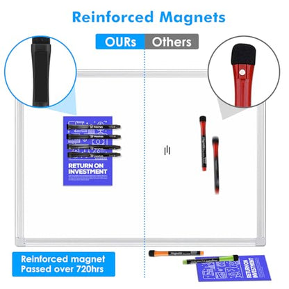 maxtek Magnetic Black Dry Erase Markers with Eraser, Ultra Fine, 6 Count | Low Odor 0.7mm Extra Fine Whiteboard Markers for Planning Whiteboards and Calendar Boards