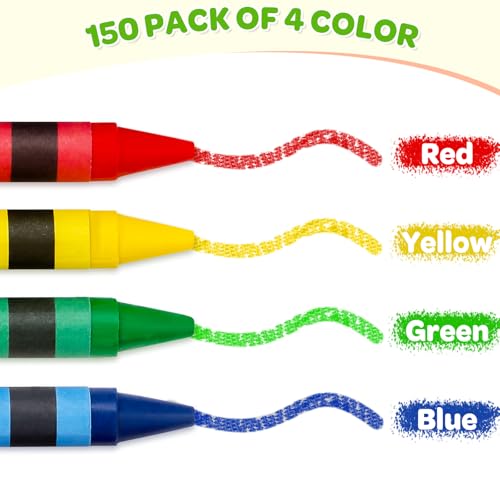 Crayons Bulk Individual Packs, 50 sets of 4 Colors, bulk crayons 4 pack, Mini Crayons for Kids Party Favors, Small Crayon Packs for Restaurants, Birthday Party, Travel, School Supplies (200 Count)