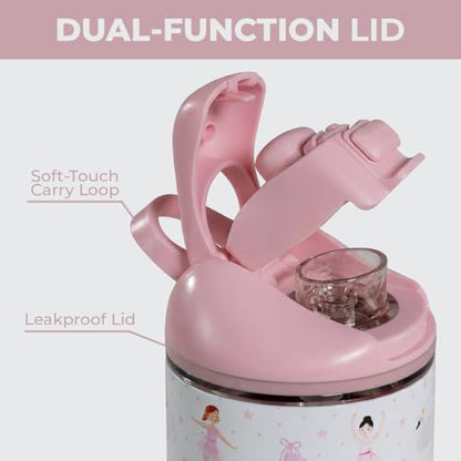 HydroJug Ease2o 14oz Kids Water Bottle with Straw & Chug Lid, Ballerina - color: Ballerina