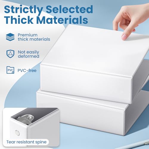 SUNEE 3 Inch Binders 3 Ring 4 Pack, PVC-Free Clear View Large Binders 3" (Fits 8.5x11 Inches) for School, Office & Home Use, White - color: White, size: 3 Inch, style: 4 Pack