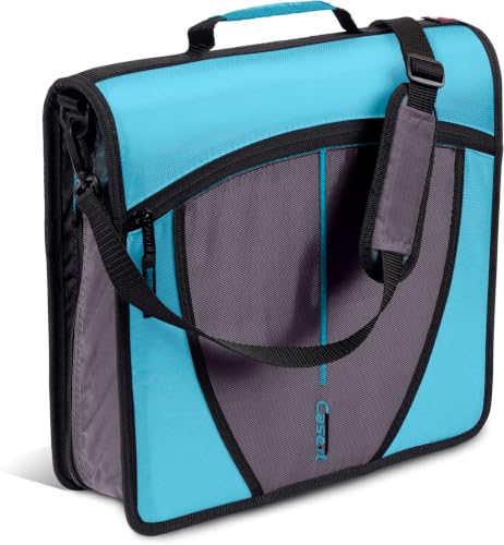 Case-it Mighty Zip Tab School Zipper Binder | 3-Inch O-Rings, 600-Sheet Capacity, 5-Subject Expanding File Folder, Multiple Pockets & Storage Organizer, Shoulder Strap | D-146 Teal (Pack of 6) - color: F Teal, size: 6 Pack
