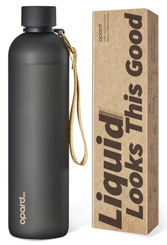 Opard Slim Water Bottle 32oz, Dishwasher Safe Plastic Water Bottle BPA-Free, Leakproof Screw Top, Charcoal Black, Reusable for Travel School Sport Gym Hiking - color: Charcoal Black(32oz), size: 32 Ounces
