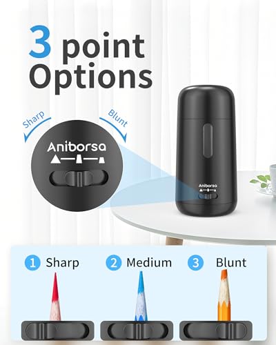 Automatic Electric Pencil Sharpener - Auto Feed, Auto Stop & Auto Eject, Rechargeable for Classroom, Home, School, Office, Black - color: Black