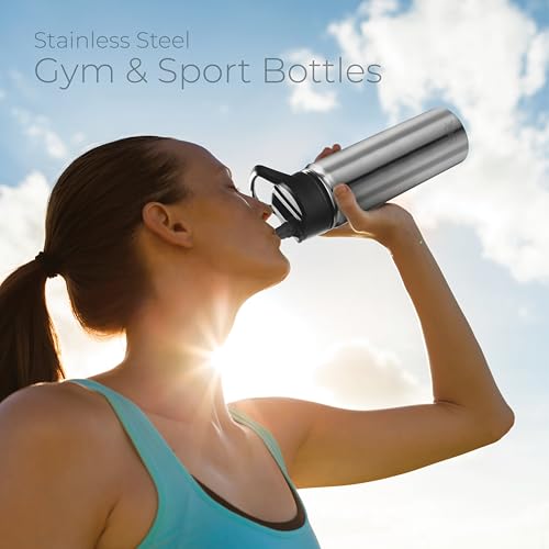 SipX™ 18 oz Insulated Water Bottle with 3 Lids – Leakproof Stainless Steel, Triple Insulated – Cold 24 Hours/Hot 12 Hours – Durable Bottle for School, Gym, Travel – Stainless - color: Stainless, size: 18 Ounces
