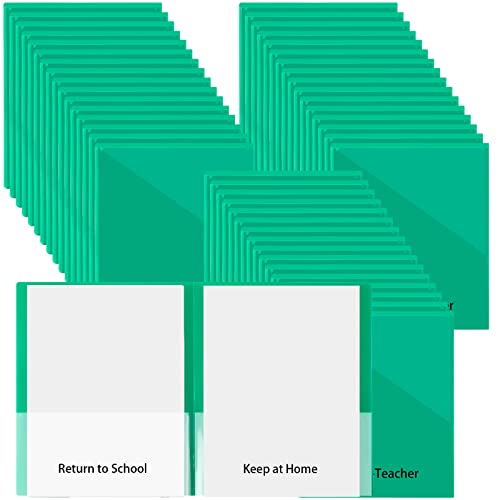 PerKoop 72 Pcs Take Home Folders Bulk Parent Teacher Communication Folder with 2 Pockets Plastic Homework Folder for Student Parent Teacher Classroom Back to School Supplies 11.73 x 9.45'' (Green) - color: Green