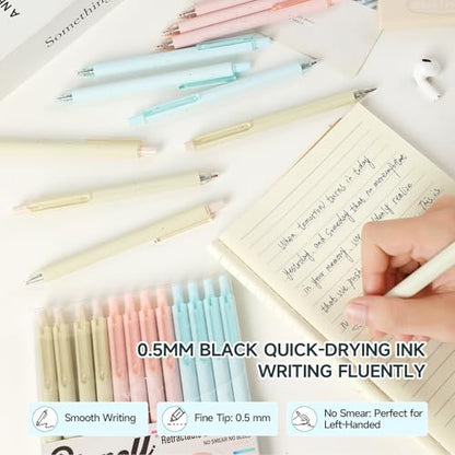 Gel Pens for Note Taking 12PCS RIANCY Black Ink Fine Point Pen Black Gel Pens Quick Dry Ink 0.5mm Smooth Writing Pen for Home Office Art Back to School Supplies (Mixed) - color: Mixed Black Ink