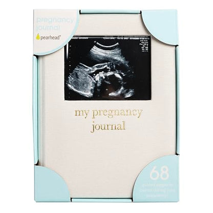 Pearhead Pregnancy Journal, Linen Guided Pregnancy Memory Book with Sonogram Photo Insert, Beige - color: Linen Pregnancy Journal