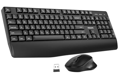 PHILIPS Wireless Keyboard and Mouse Combo-Ergonomic Keyboard and Mouse Wireless Combo,Plug n' Play,Sleep Mode and 2.4GHz Keyboard for Mac, Windows, Laptop-SPT6348 - color: Black