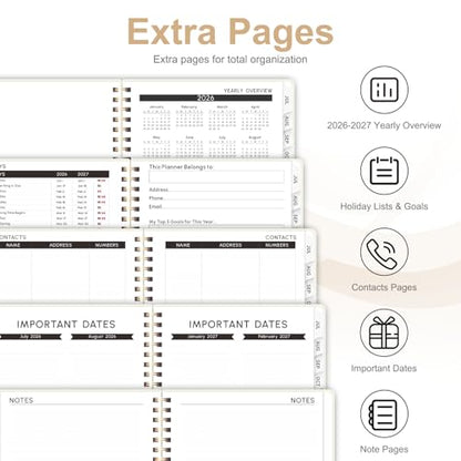 Planner 2026-2027, Weekly and Monthly Academic Year Calendar Planner, July 2026 - June 2027, Daily Agenda Book for Office School Supplies, A5(6.3'' x 8.5'') - color: C-Beige, size: 6.3"x8.5"(Jul 2026-Jun 2027)