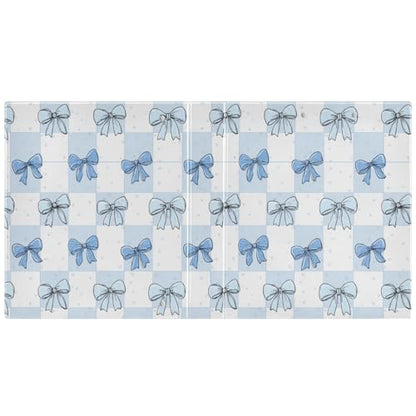 Checkered Bg Cute Blue Bow Binder 3 Ring 1.5 Inch Binder with Clipboard&Pockets, Hardcover Binders Heavy Duty Large File Folder for Office School Supplies - Holds 200 Sheets - color: Cute Blue Bow on Plaid Bg, size: 1 Pack-12.4x10.63in