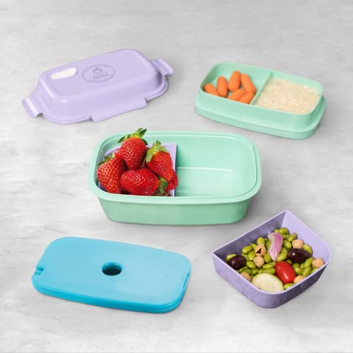 Ultimate Bento Box - Lunch Box for Kids & Adults with Removable Ice Pack - Leakproof, Multi-Compartment Food Container with Removable Containers - Microwave & Dishwasher Safe(Purple, Green, Purple) - color: Purple, Green, Purple