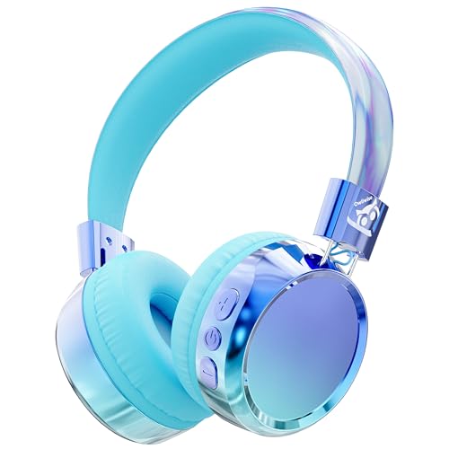Owliwise Kids Bluetooth Headphones, 74/85dB Volume Limited, 60H Playtime, Built-in Mic, Fast Charging, Bluetooth 5.4, Foldable Toddler Wireless Over-Ear with AUX Cord, for iPad/Tablet/Airplane - color: Blue