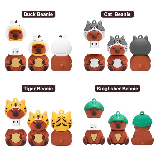 USB Stick 4Pcs 16GB Cute Flash Drive Capybara Animal Memory Stick Novelty Flash Drive Pendrive Thumb Drive Gift for Students and Children - color: Capybara 16GB*4