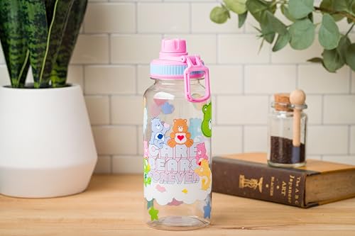Silver Buffalo Care Bears Share Bear, Plastic Water Bottle, 32oz | Grumpy and Funshine, Cheer, Bedtime, Twist Spout, Sticker Set, You Stick Yourself, Good Luck Bear, Love-a-Lot, Tenderheart - color: Care Bears Forever