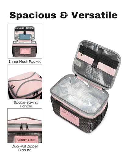 SUNNY BIRD Insulated Lunch Bag with Foldable and Leakproof Design, Thermally Insulated, Shoulder Strap for Women, Men and Teen (Pink 002) - color: Pink002