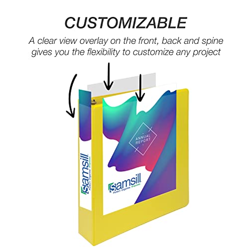 Samsill Durable 1.5 inch 3 Ring Binder, D Ring Binder, 100% Recycled Chipboard, Yellow - color: Yellow, size: 1 Pack, style: 1.5 Inch