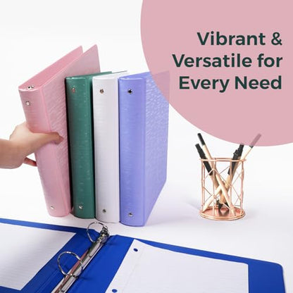 POPRUN 3 Ring Binder 1.5 Inch, PVC-Free, Holds 325 Sheets of 8.5 x 11 Paper, Extra Durable Organizer with 2 Pockets for School & Office, Heavy-Duty, 1 Pack, White | Fit 175 Sheets 8.5x11 Paper Organizer 2 Pockets for Single Subject Daily Office School Use